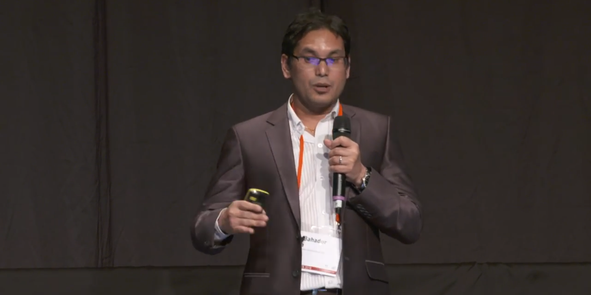 Conference presentation on stage